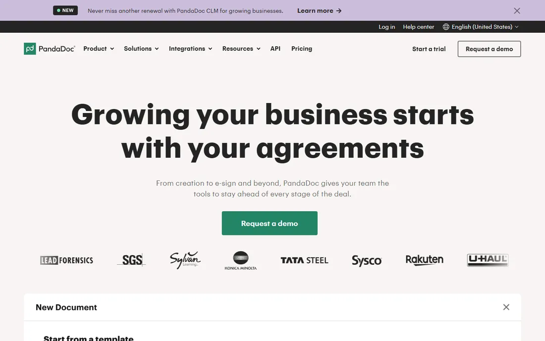 PandaDoc homepage