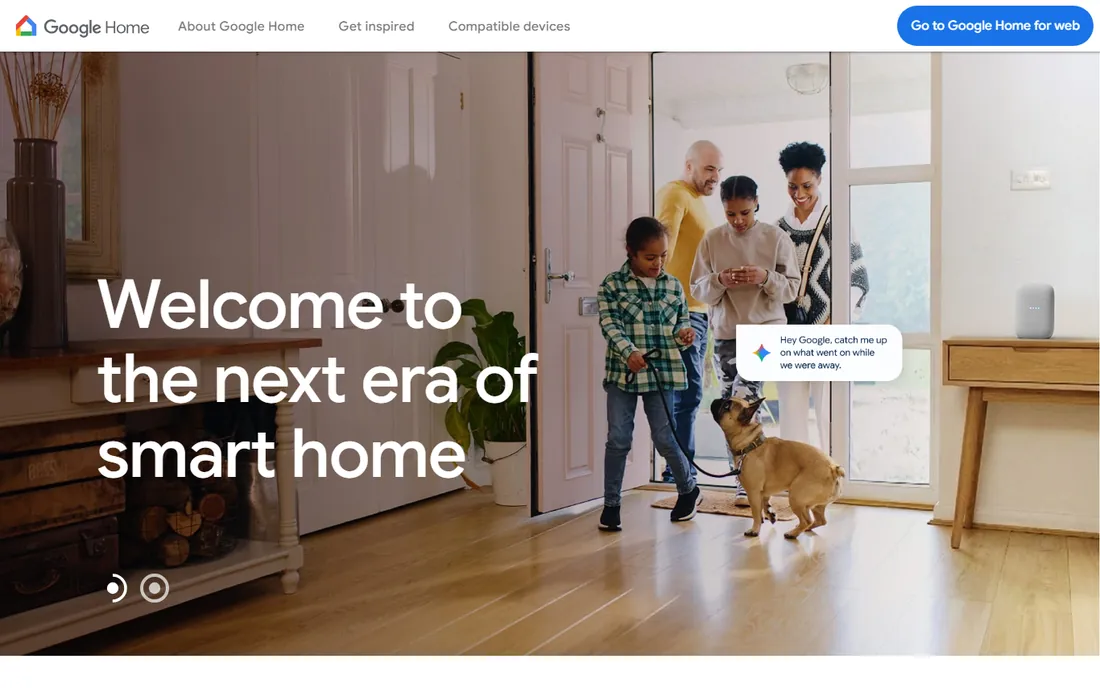 Google Home homepage