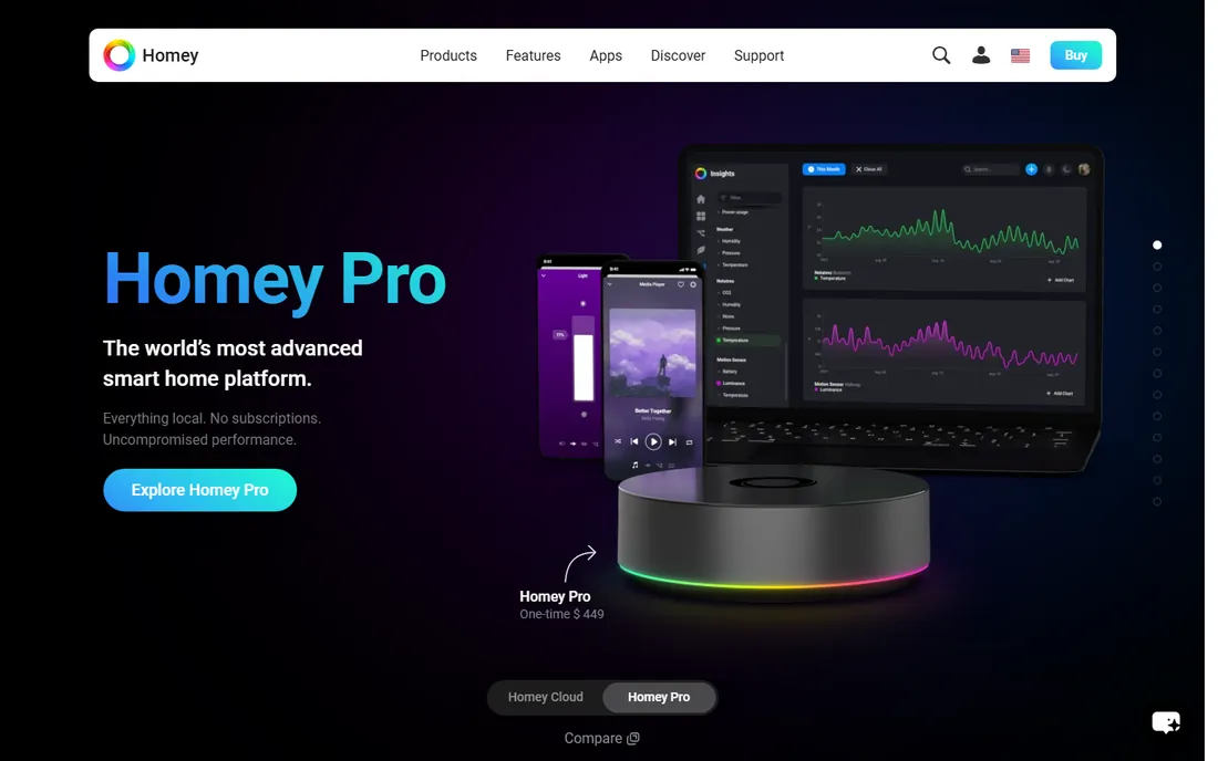 Homey Pro homepage
