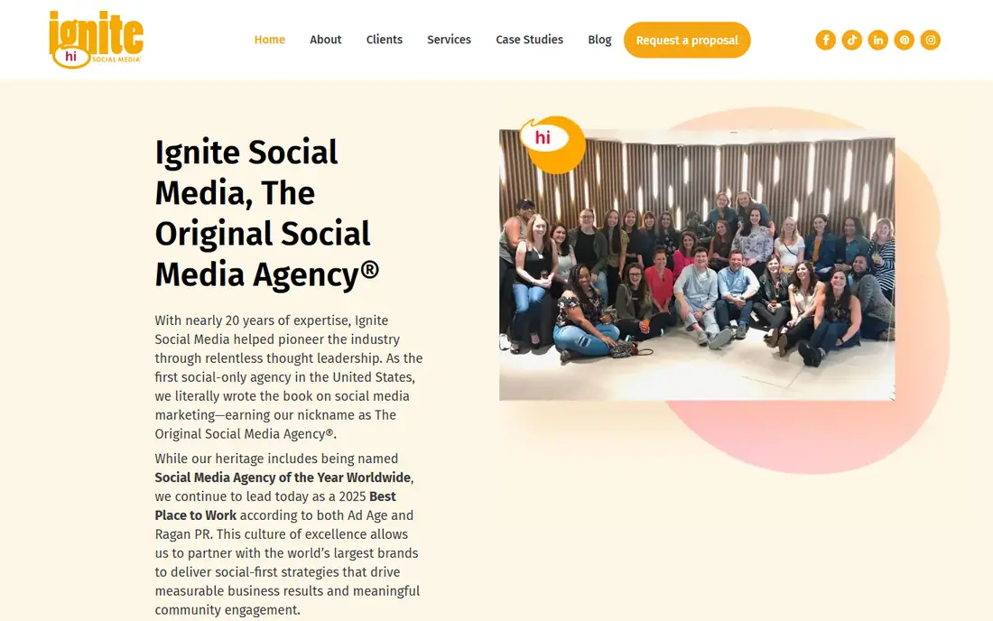 Ignite Social Media homepage