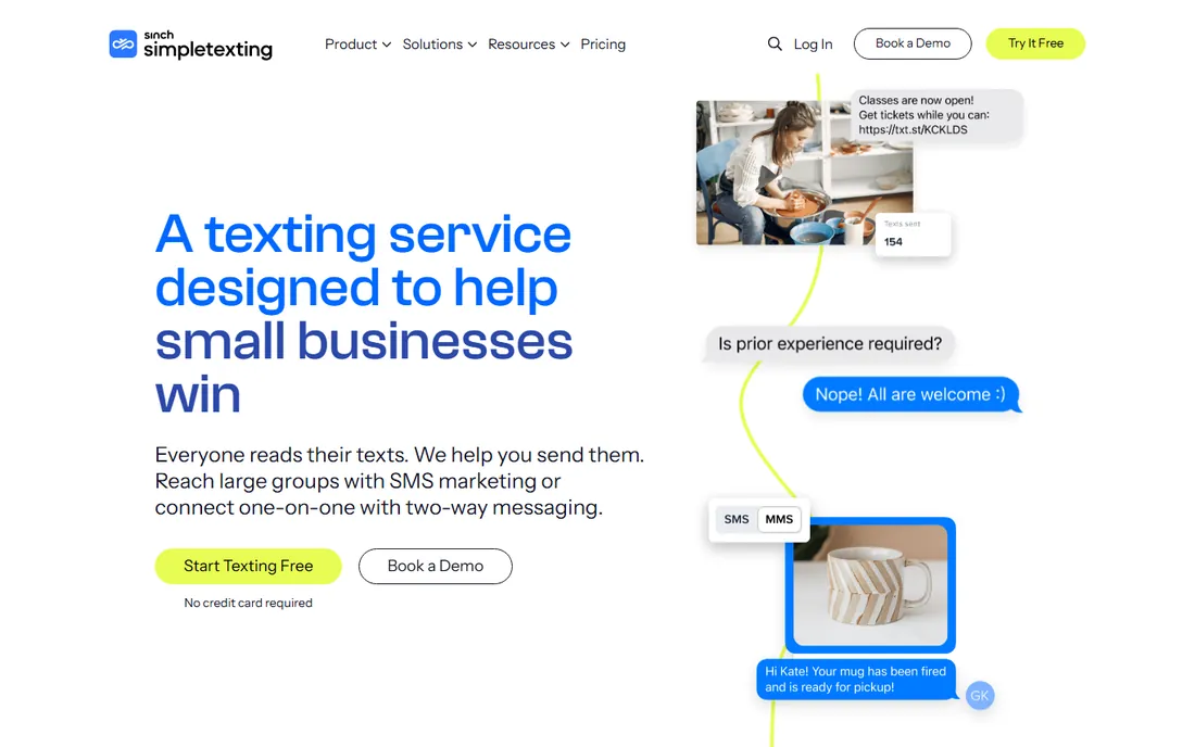 SimpleTexting homepage