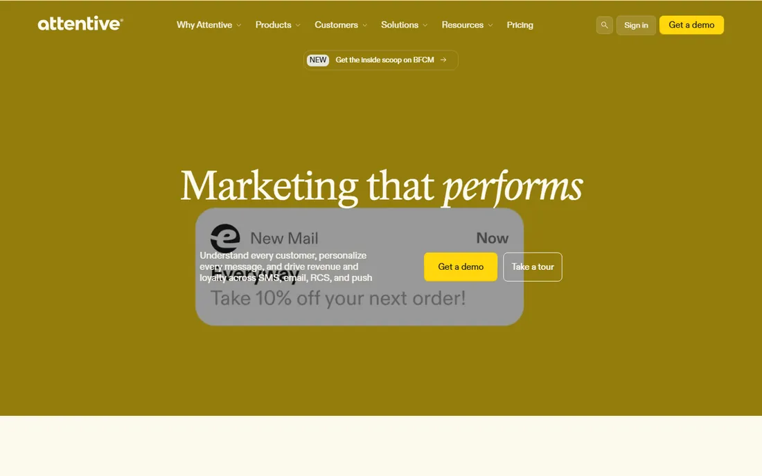Attentive homepage