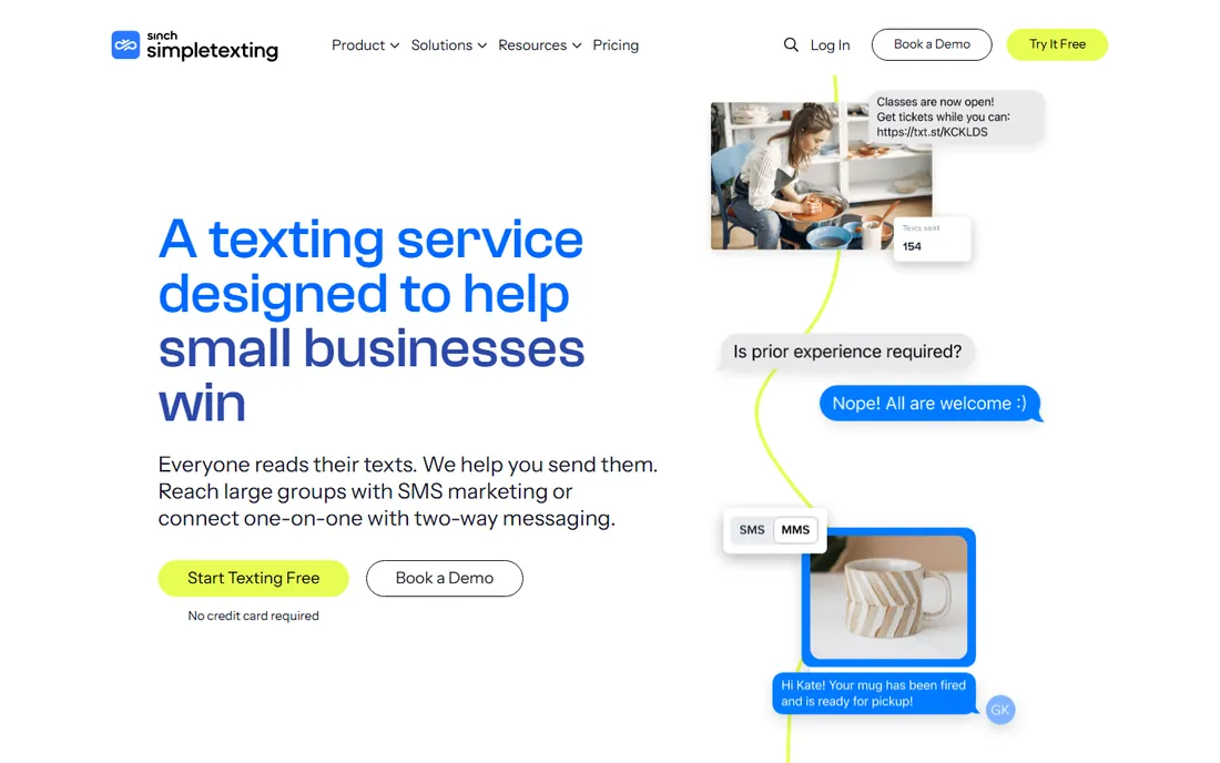 SimpleTexting homepage