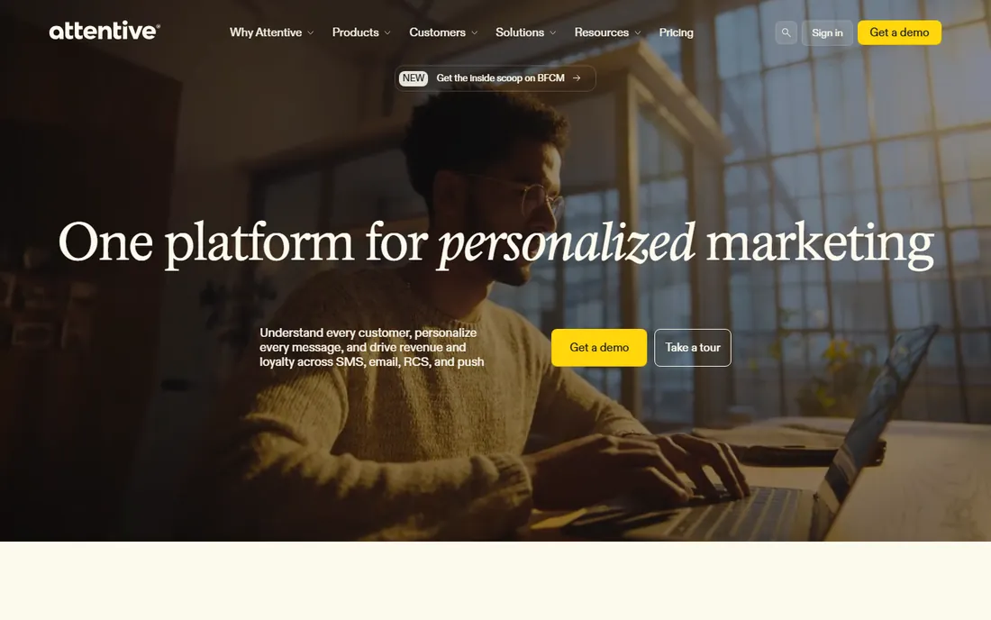 Attentive homepage