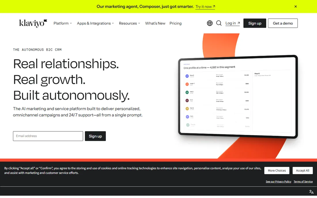 Klaviyo homepage