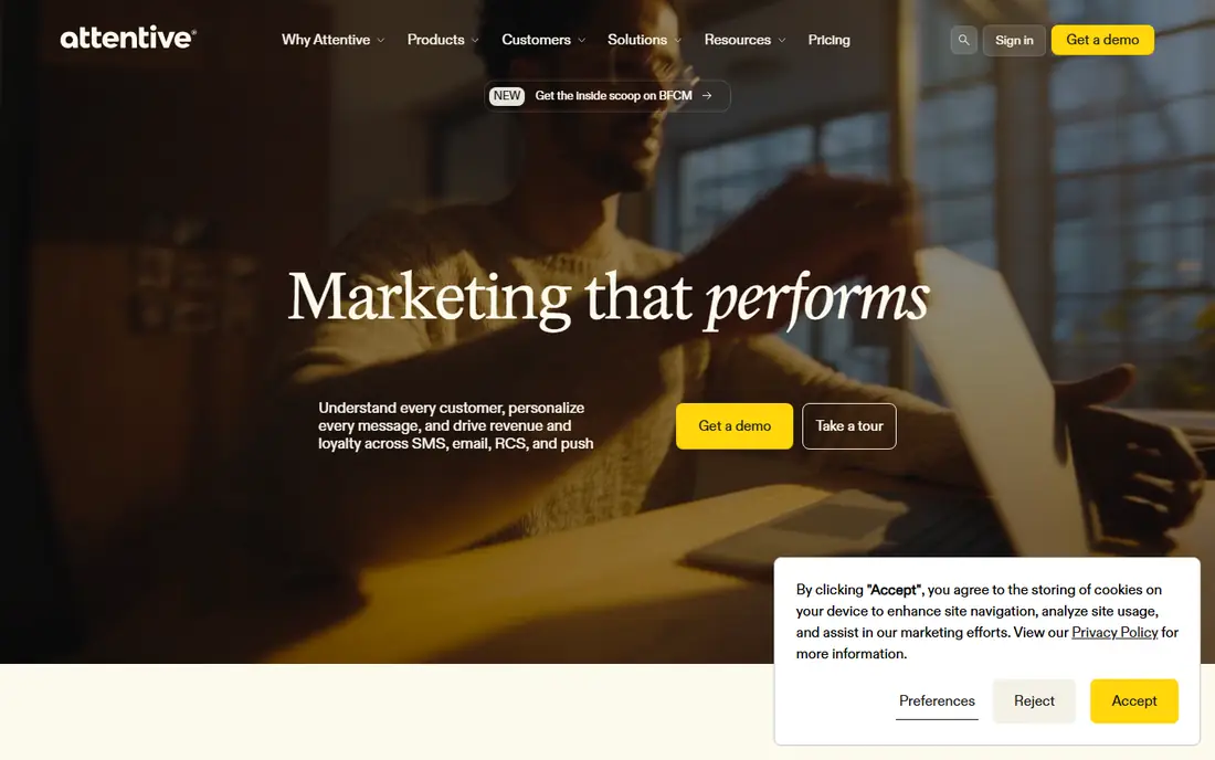 Attentive homepage