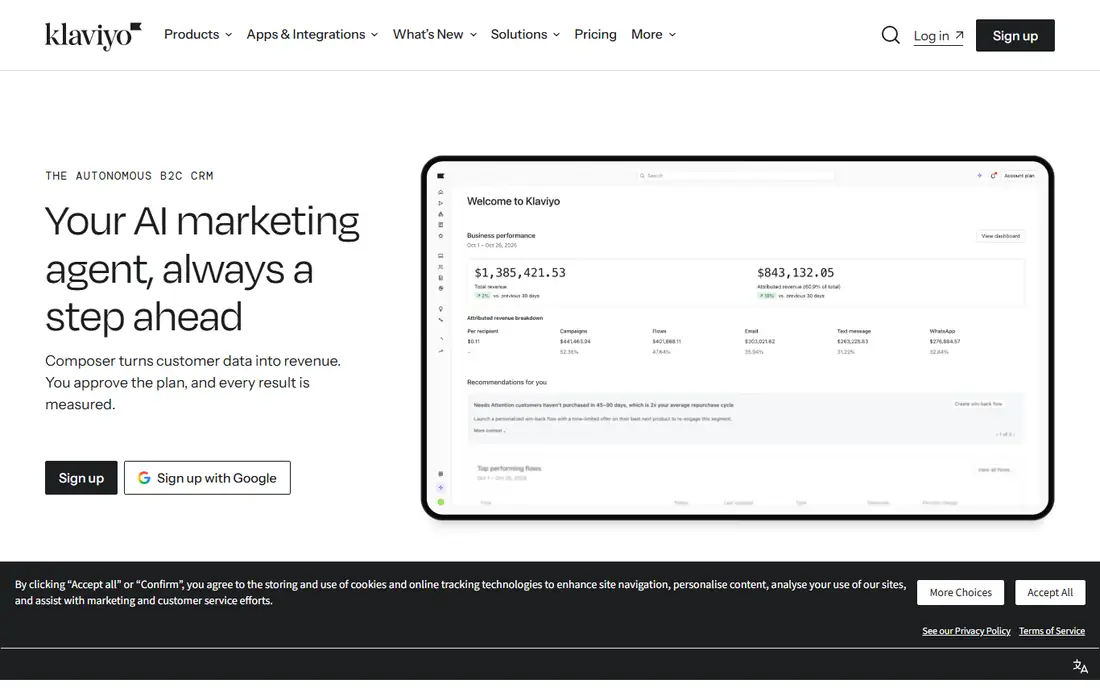 Klaviyo homepage