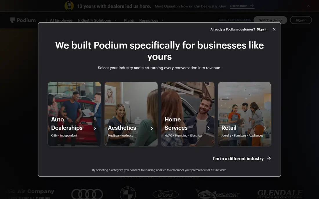 Podium homepage