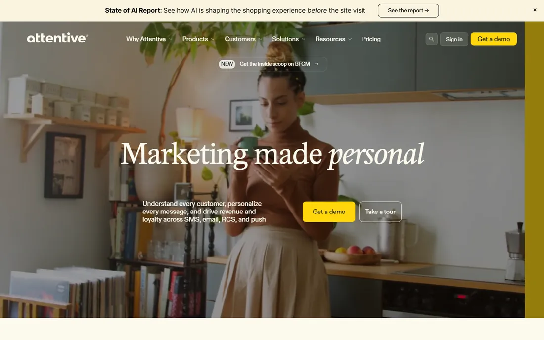 Attentive homepage