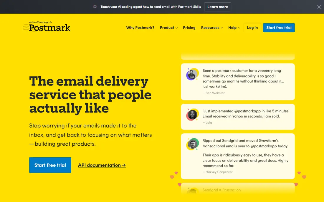 Postmark homepage