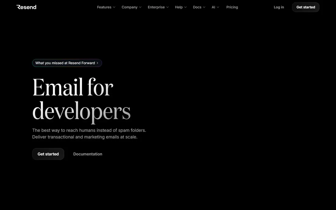 Resend homepage