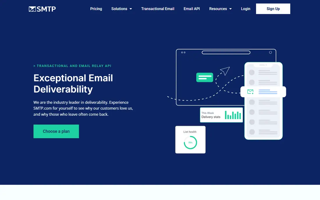 SMTP.com homepage