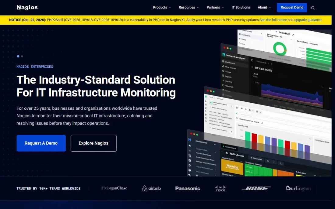 Nagios XI homepage