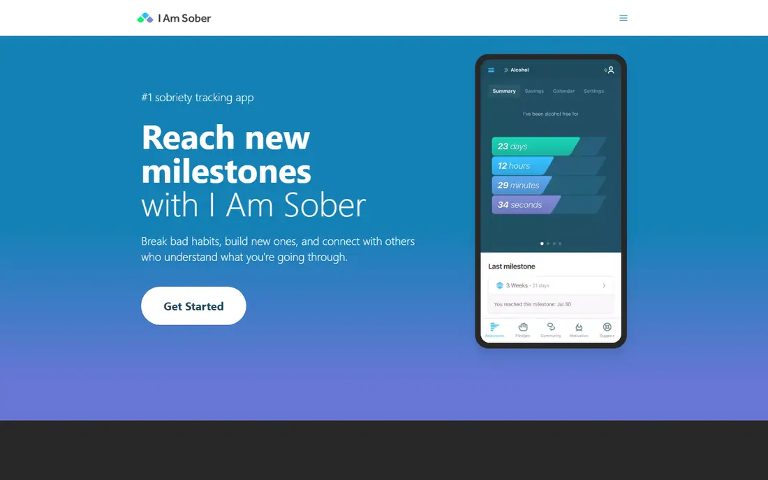 I Am Sober homepage