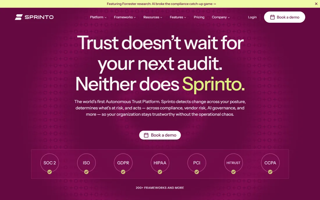 Sprinto homepage