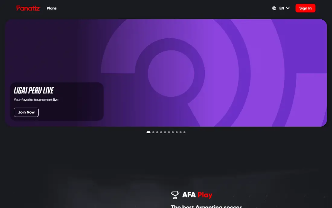 Fanatiz homepage