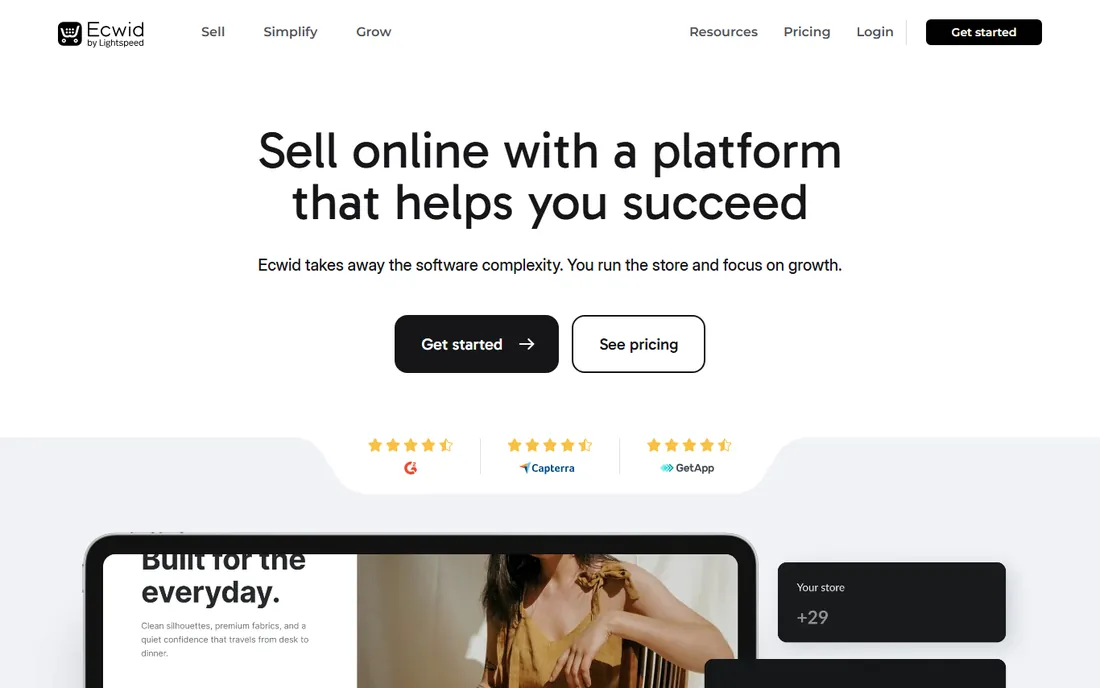 Ecwid homepage