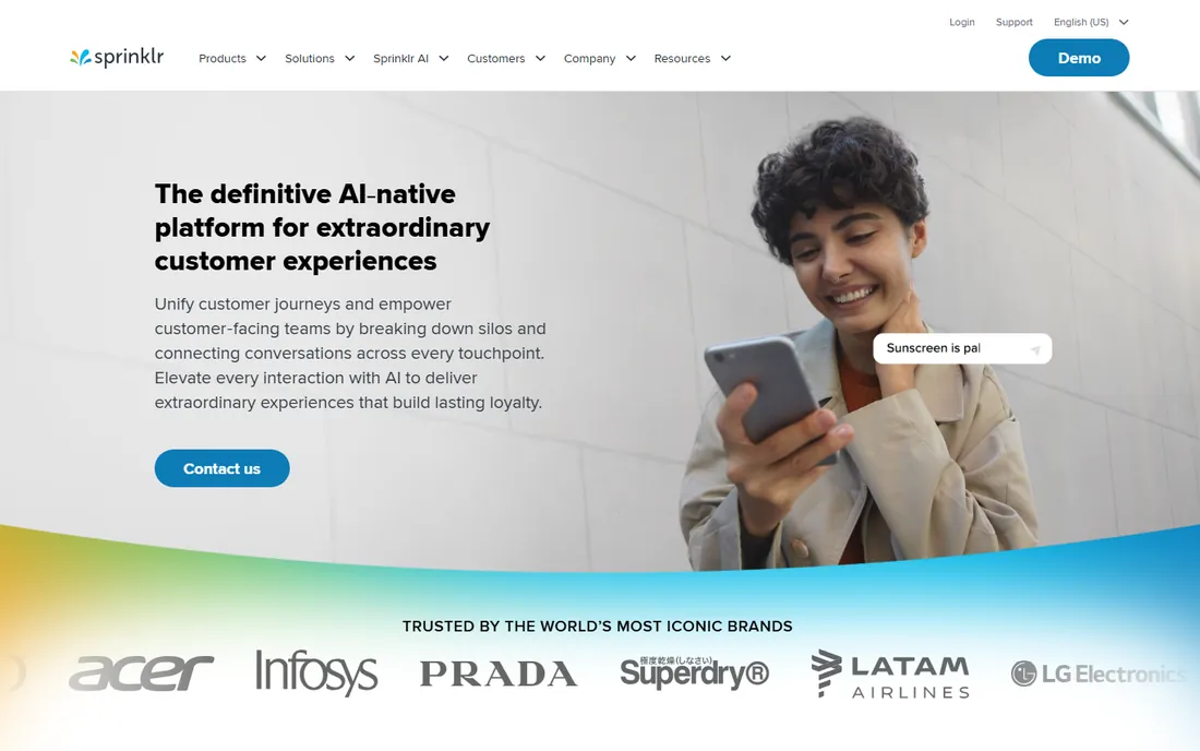 Sprinklr homepage