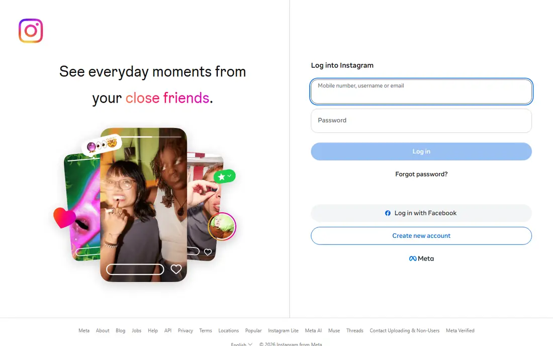 Instagram homepage