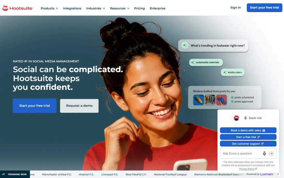 Hootsuite homepage