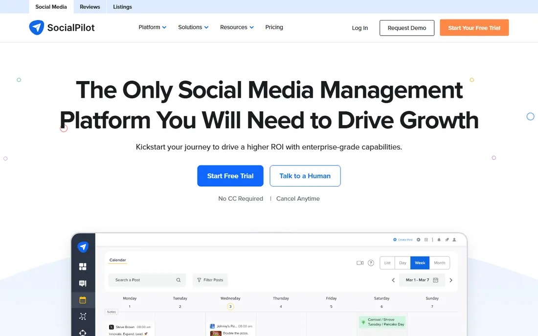 SocialPilot homepage
