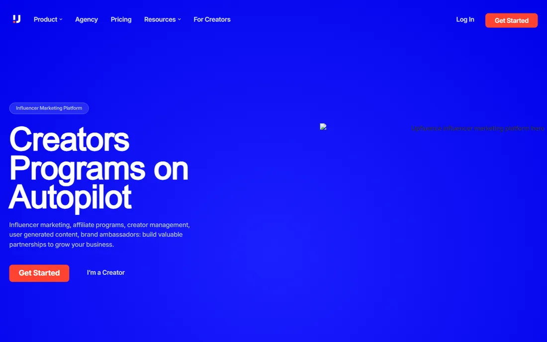 Upfluence homepage