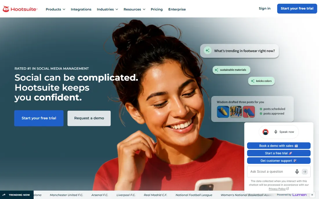 Hootsuite homepage