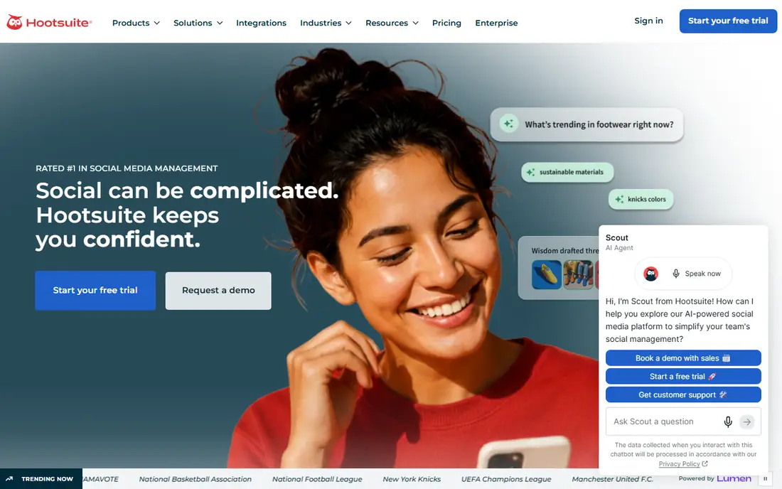 Hootsuite homepage