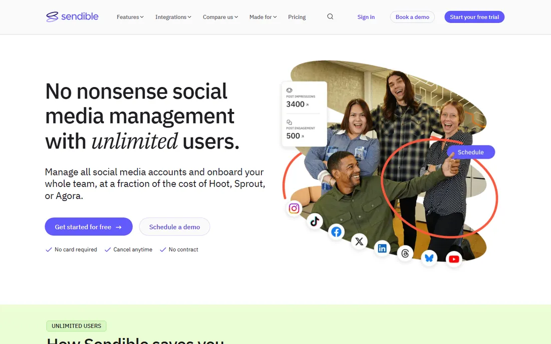 Sendible homepage