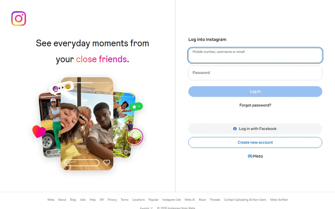 Instagram homepage