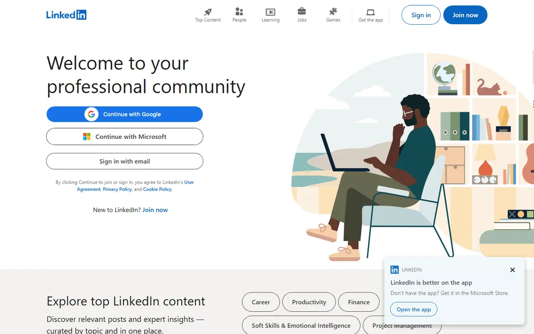 LinkedIn homepage