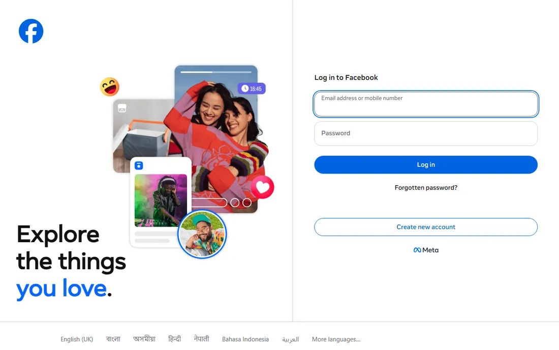 Facebook homepage