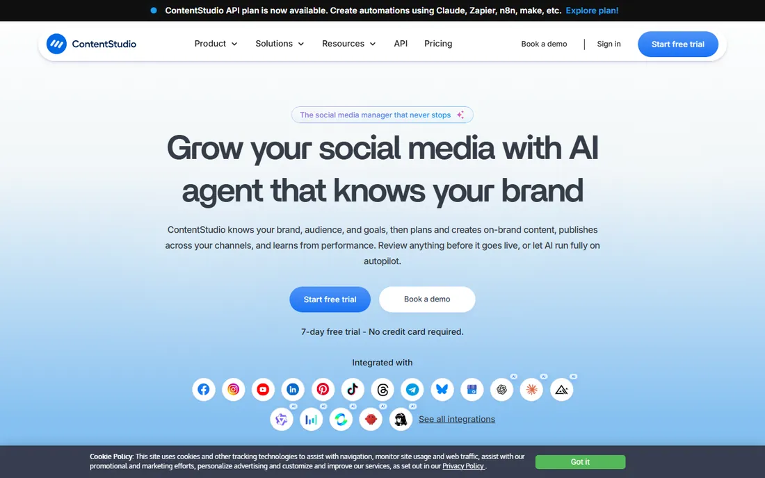 ContentStudio homepage