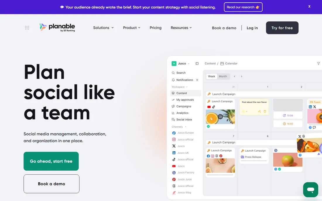 Planable homepage