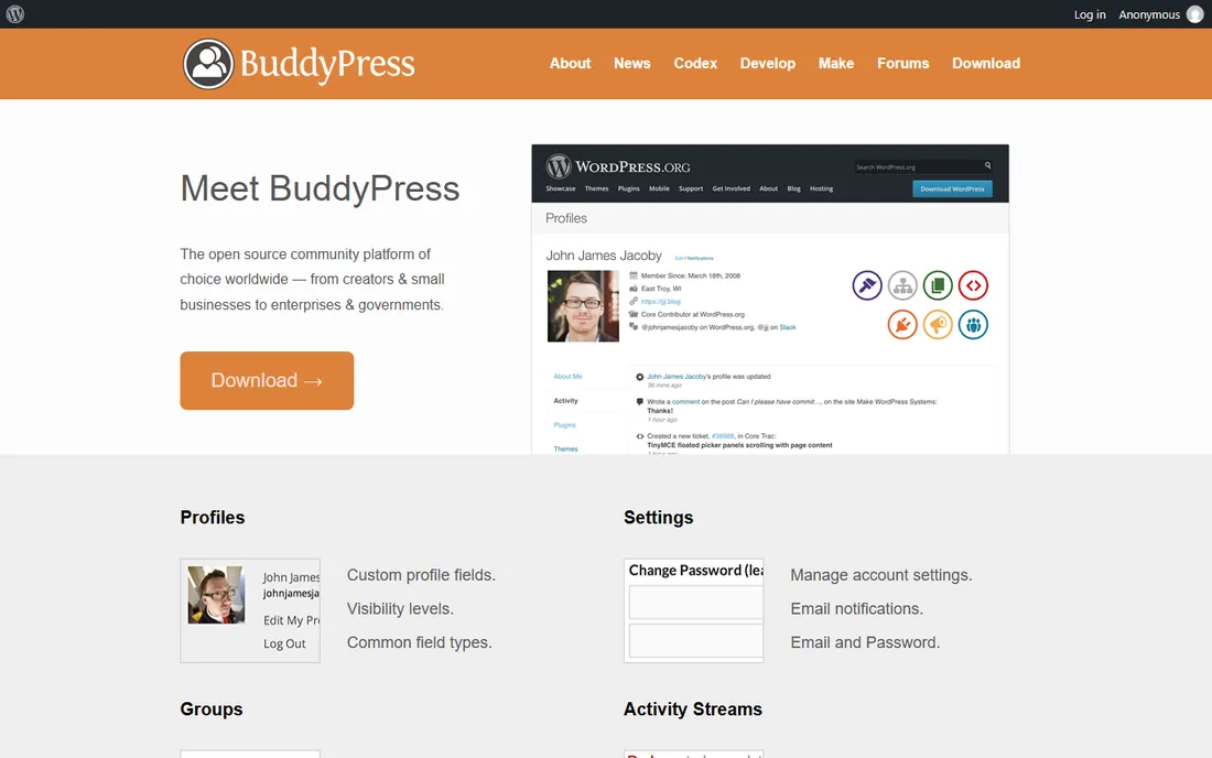 BuddyPress homepage