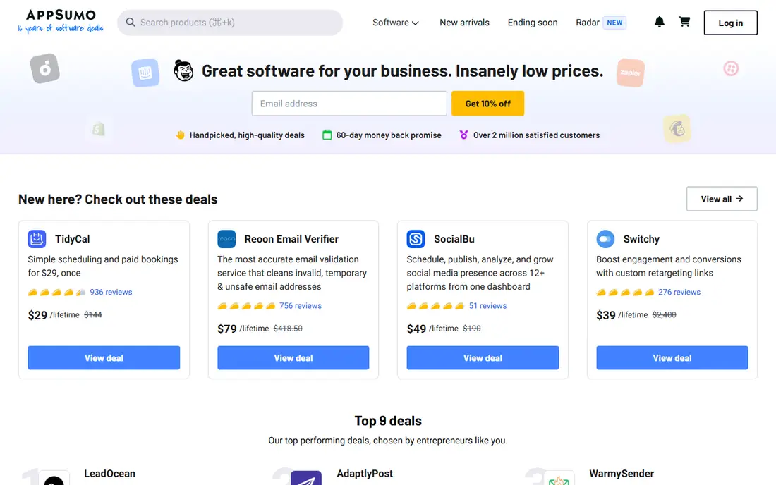 AppSumo homepage