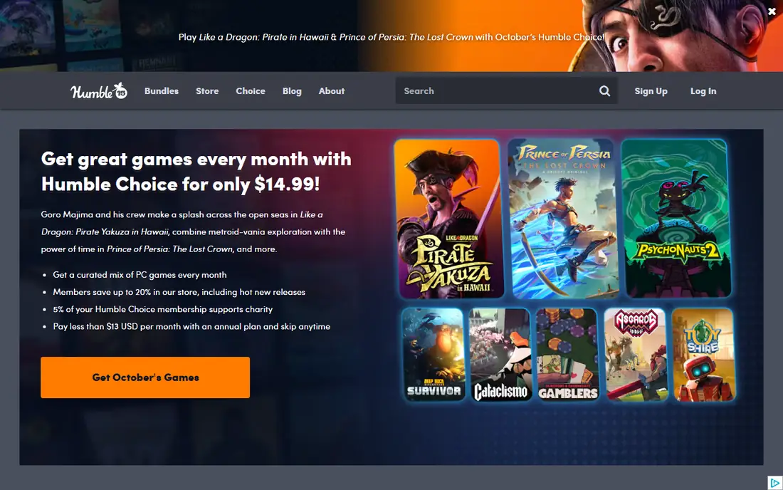 Humble Bundle homepage