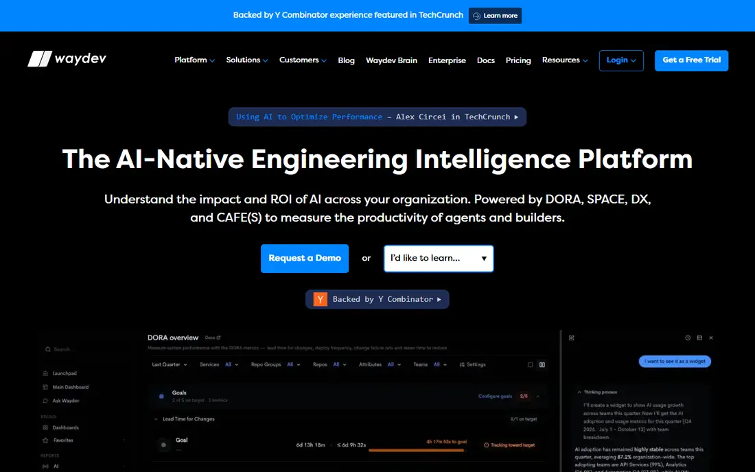 Waydev homepage