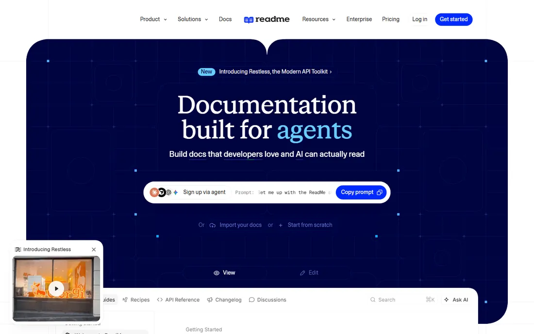 ReadMe homepage