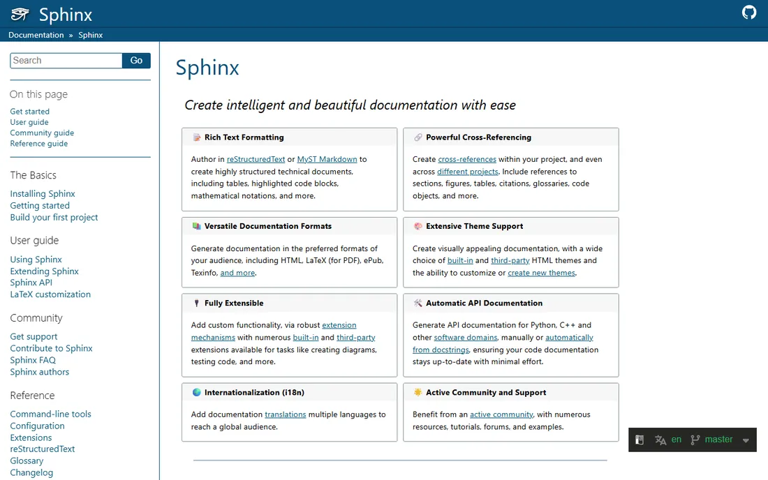 Sphinx homepage