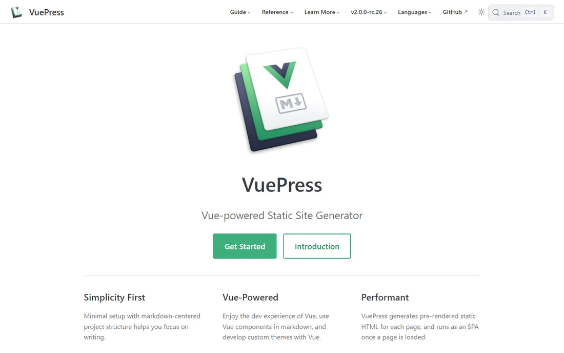 VuePress homepage