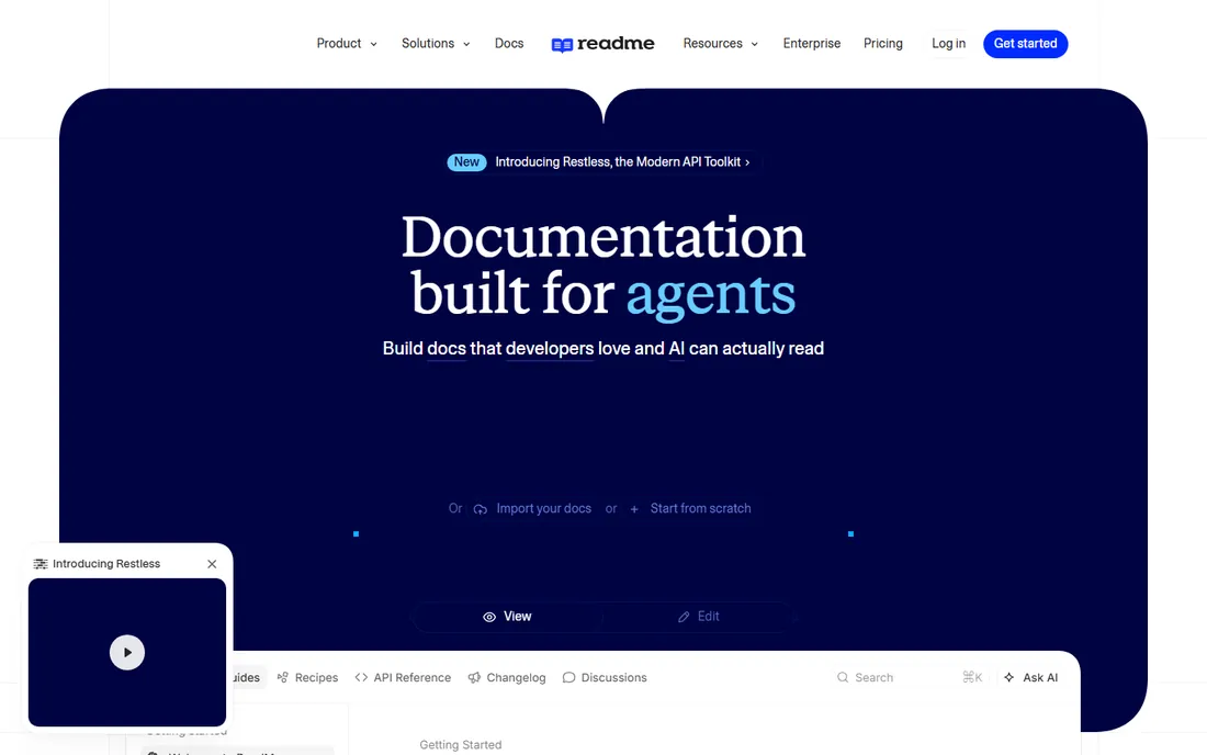 ReadMe homepage