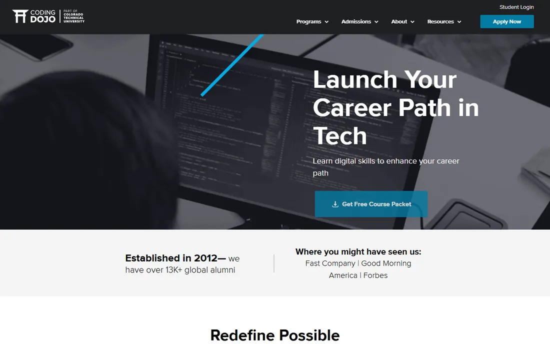 Coding Dojo homepage