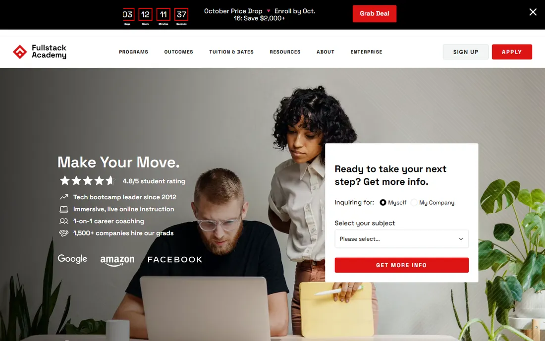 Fullstack Academy homepage