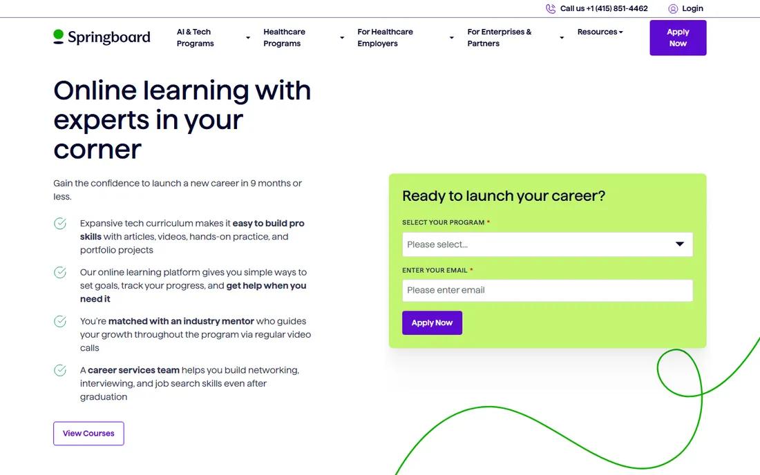 Springboard homepage
