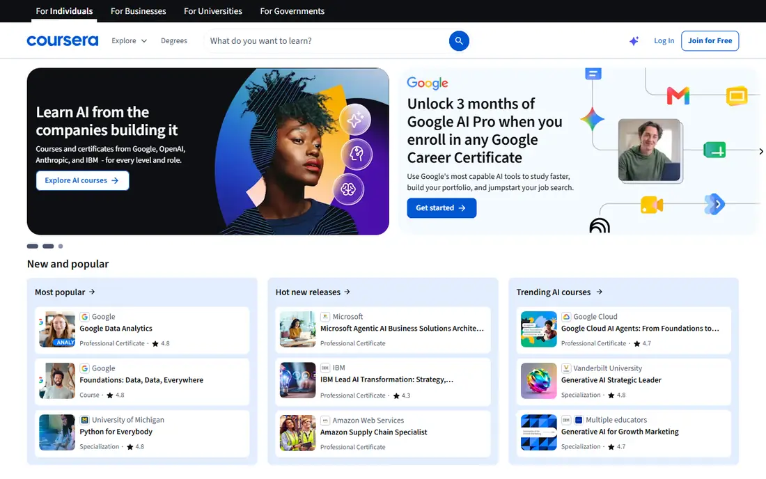 Coursera homepage
