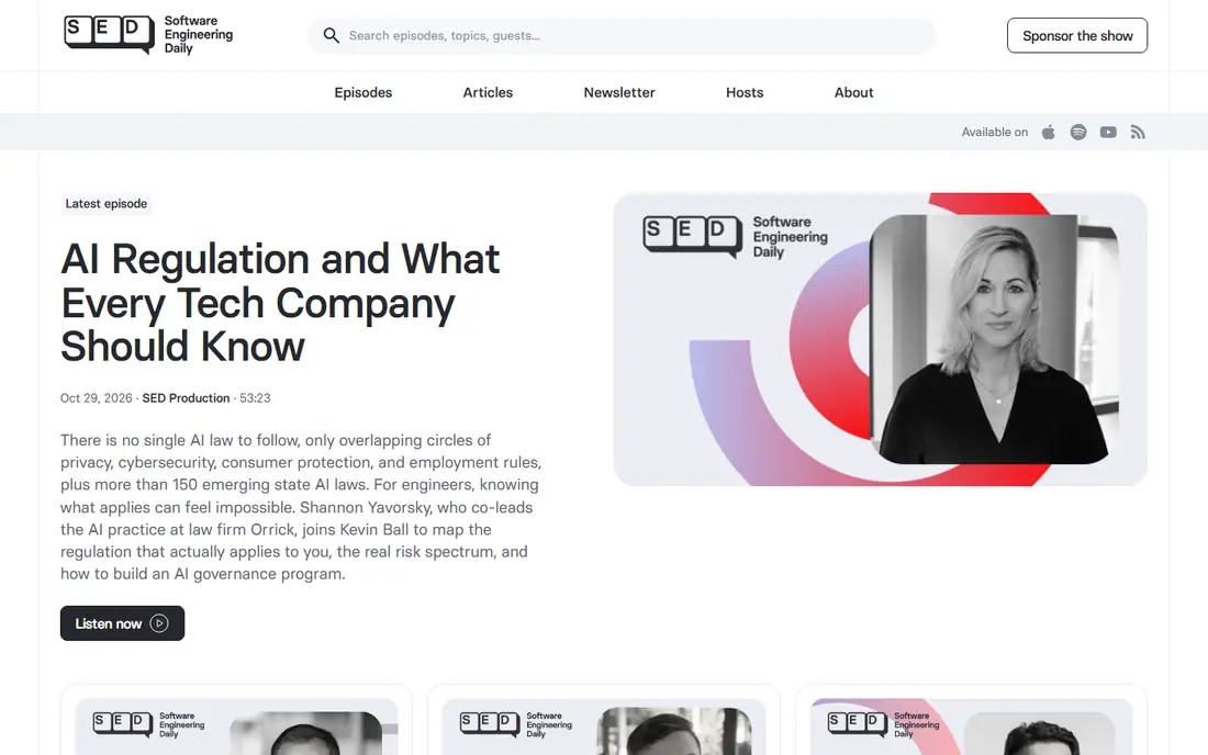 Software Engineering Daily homepage