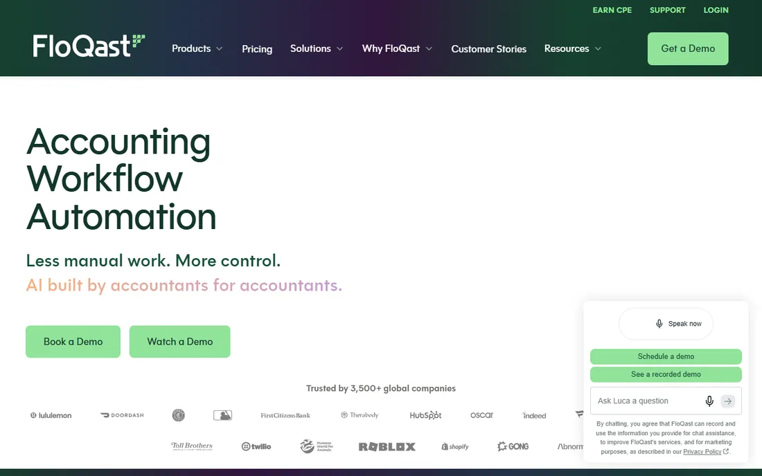 FloQast homepage