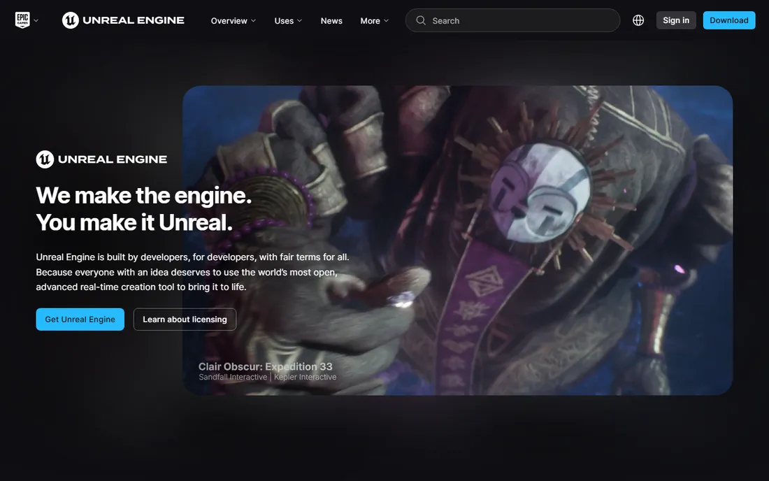 Unreal Engine homepage