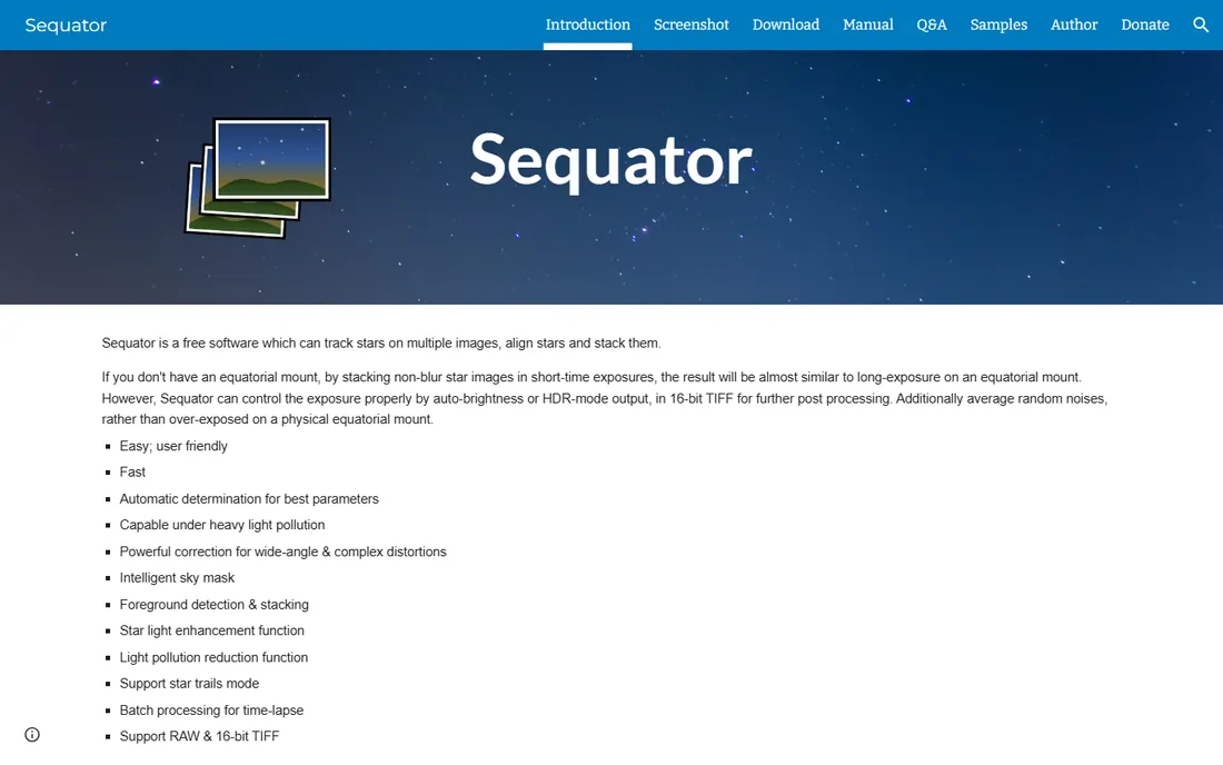 Sequator homepage